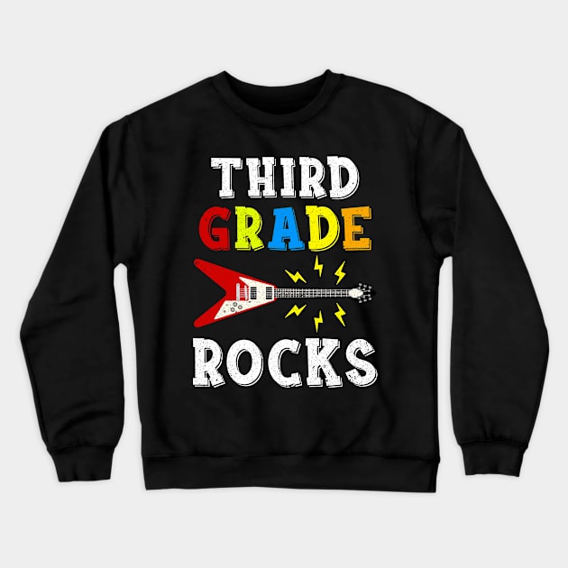 Third Grade Rocks Teacher Student Kid Back To School Crewneck Sweatshirt by hardyhtud